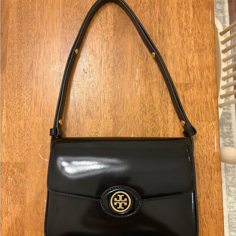 Tory Burch Black Patent Leather Shoulder Bag